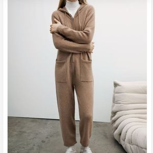 Zara hooded knit jumpsuit